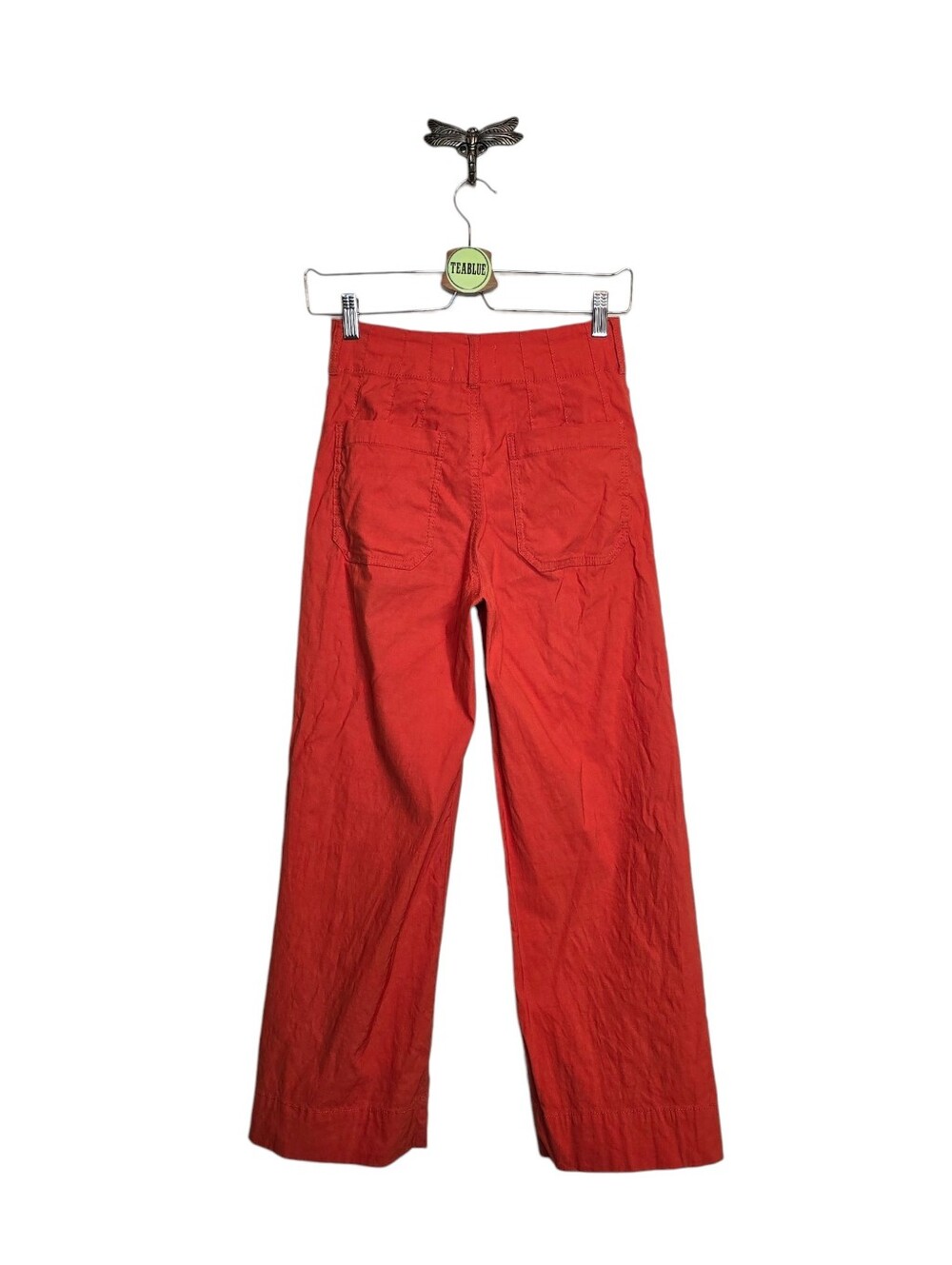 Anthropologie Maeve The Colette Wide Leg Pants Orange 26 Magic Fabric Crop - Picture 3 of 12